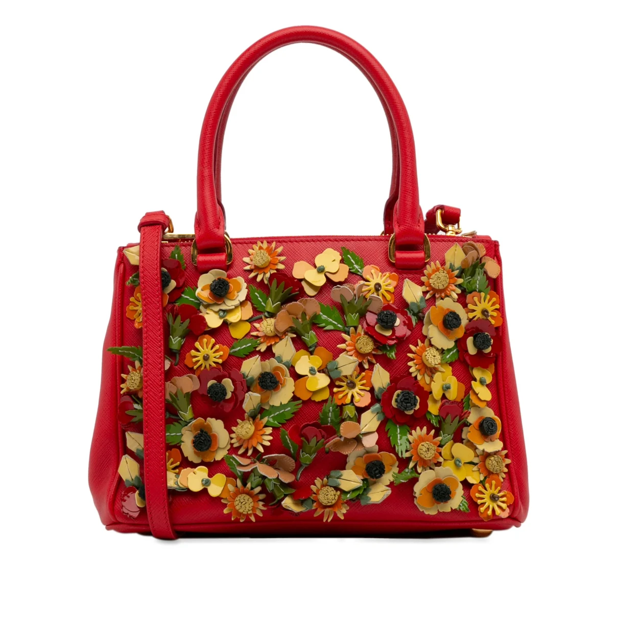 Pre-owned Prada Galleria Leather Crossbody Bag In Red