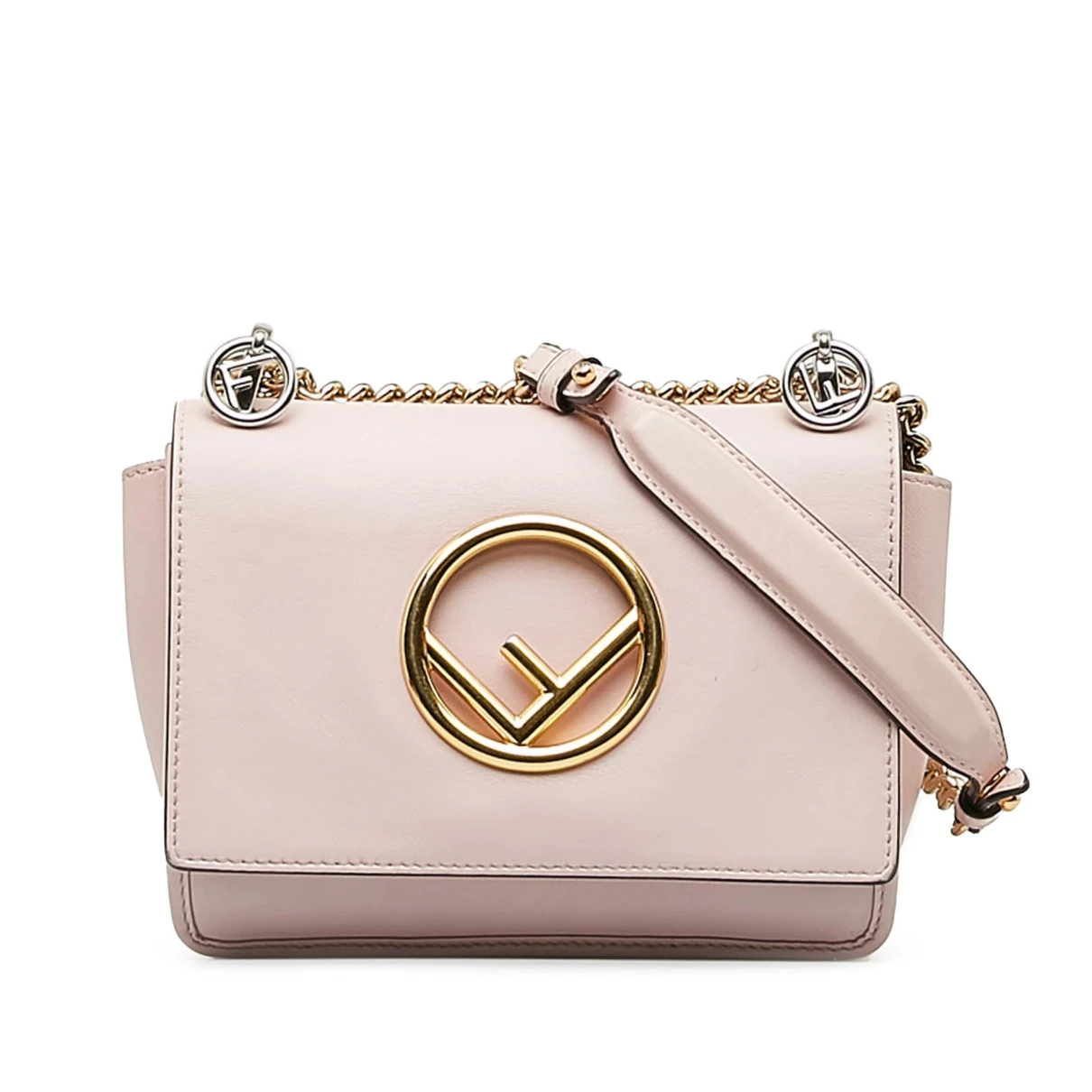 Pre-owned Fendi Kan I Leather Crossbody Bag In Pink