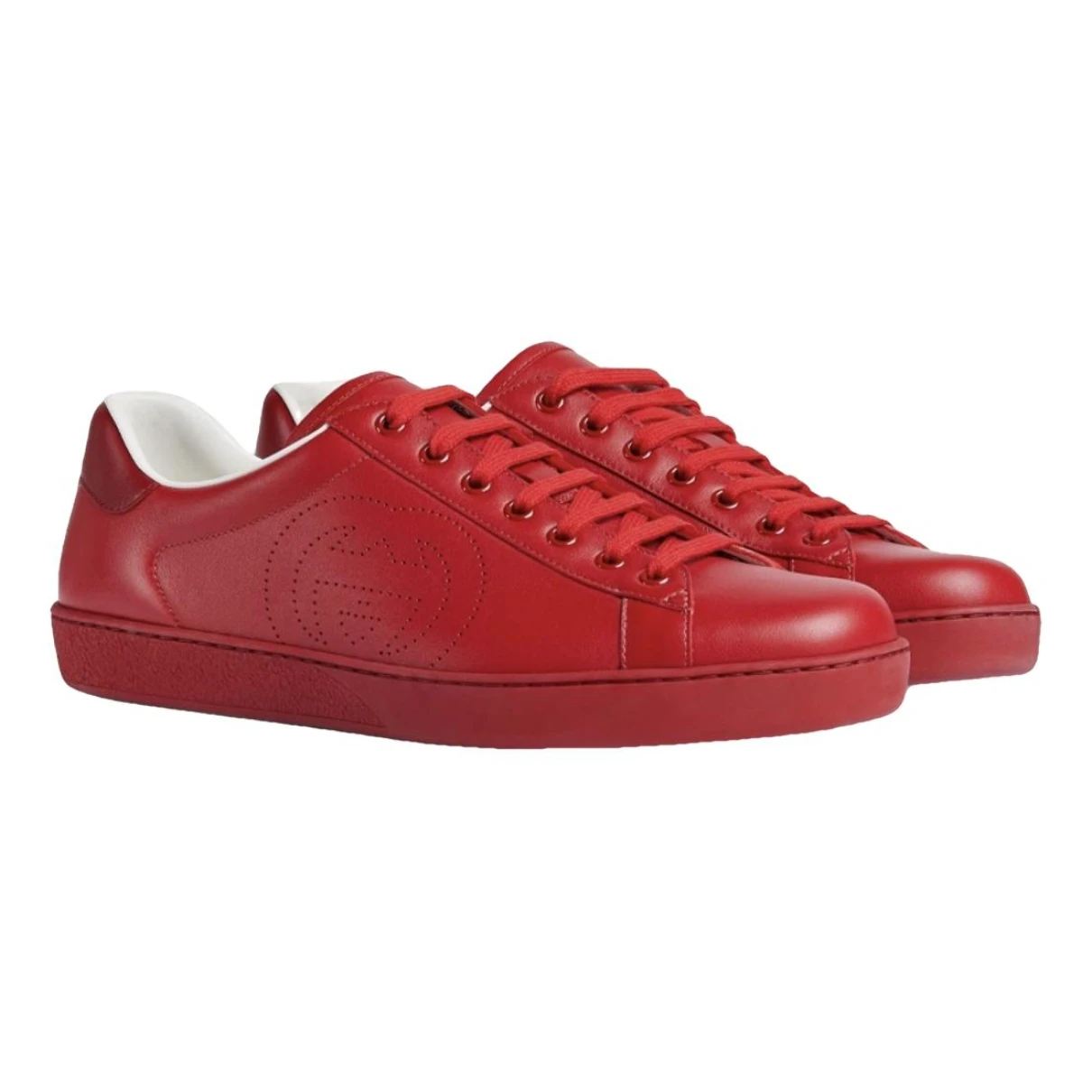 Pre-owned Gucci Ace Leather Low Trainers In Red