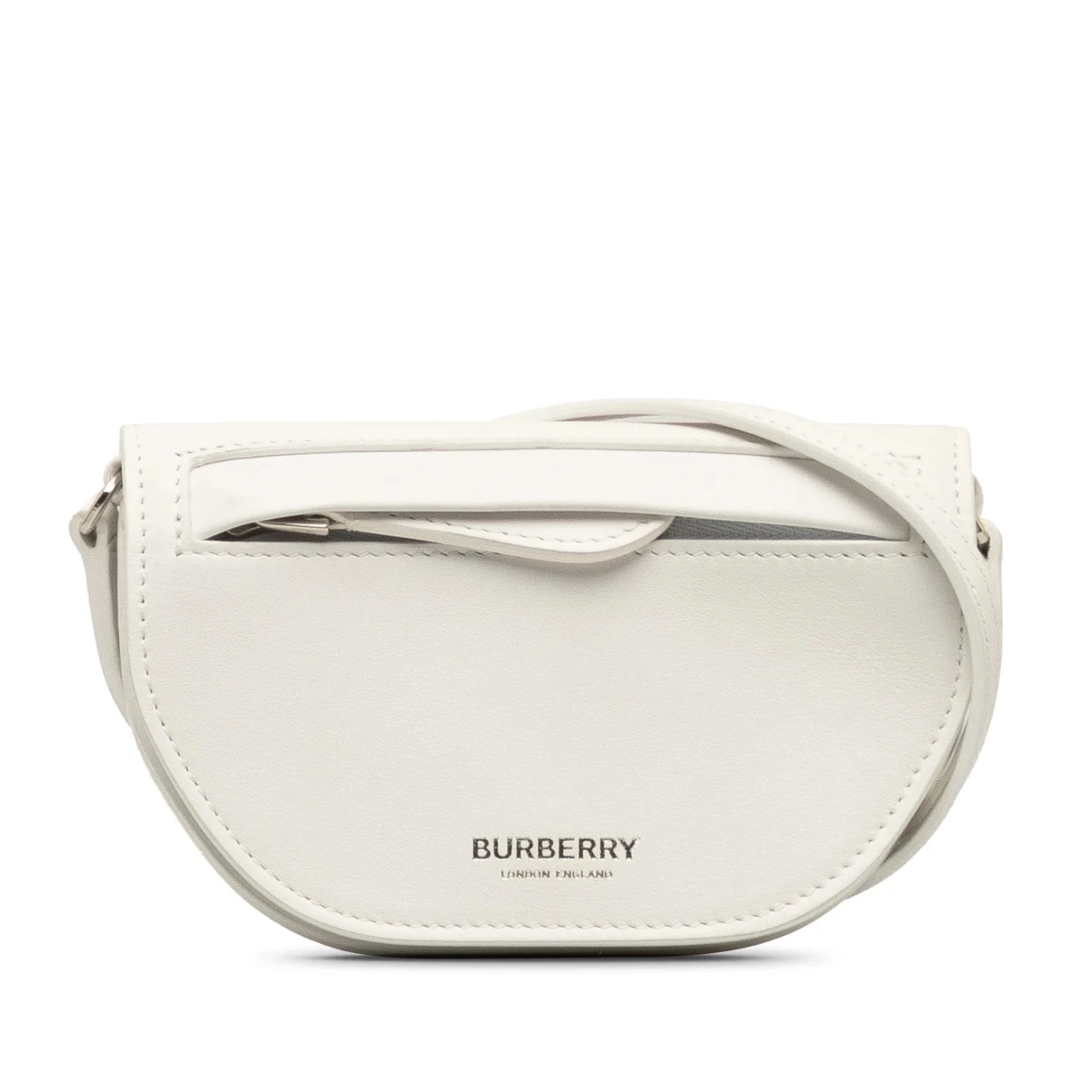 Pre-owned Burberry Olympia Leather Crossbody Bag In White