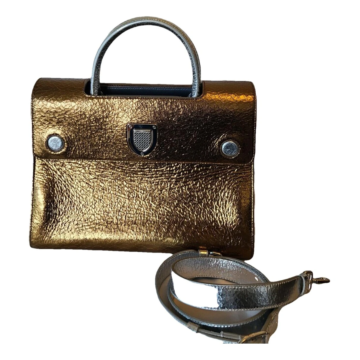 Pre-owned Dior Ever Leather Handbag In Gold