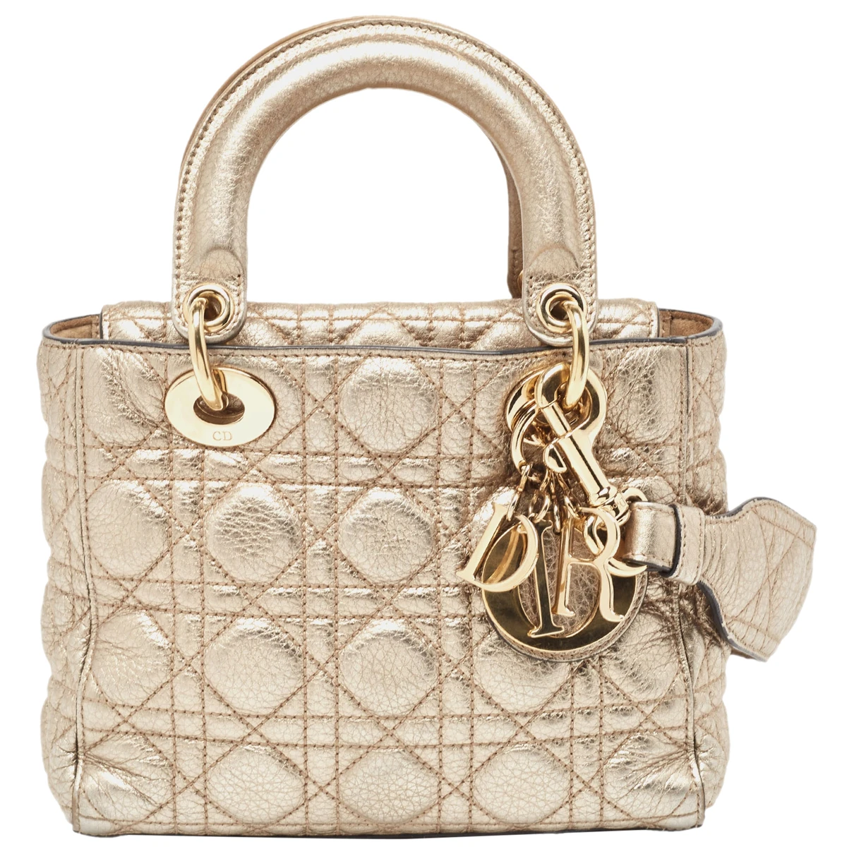 Pre-owned Dior Leather Tote In Gold