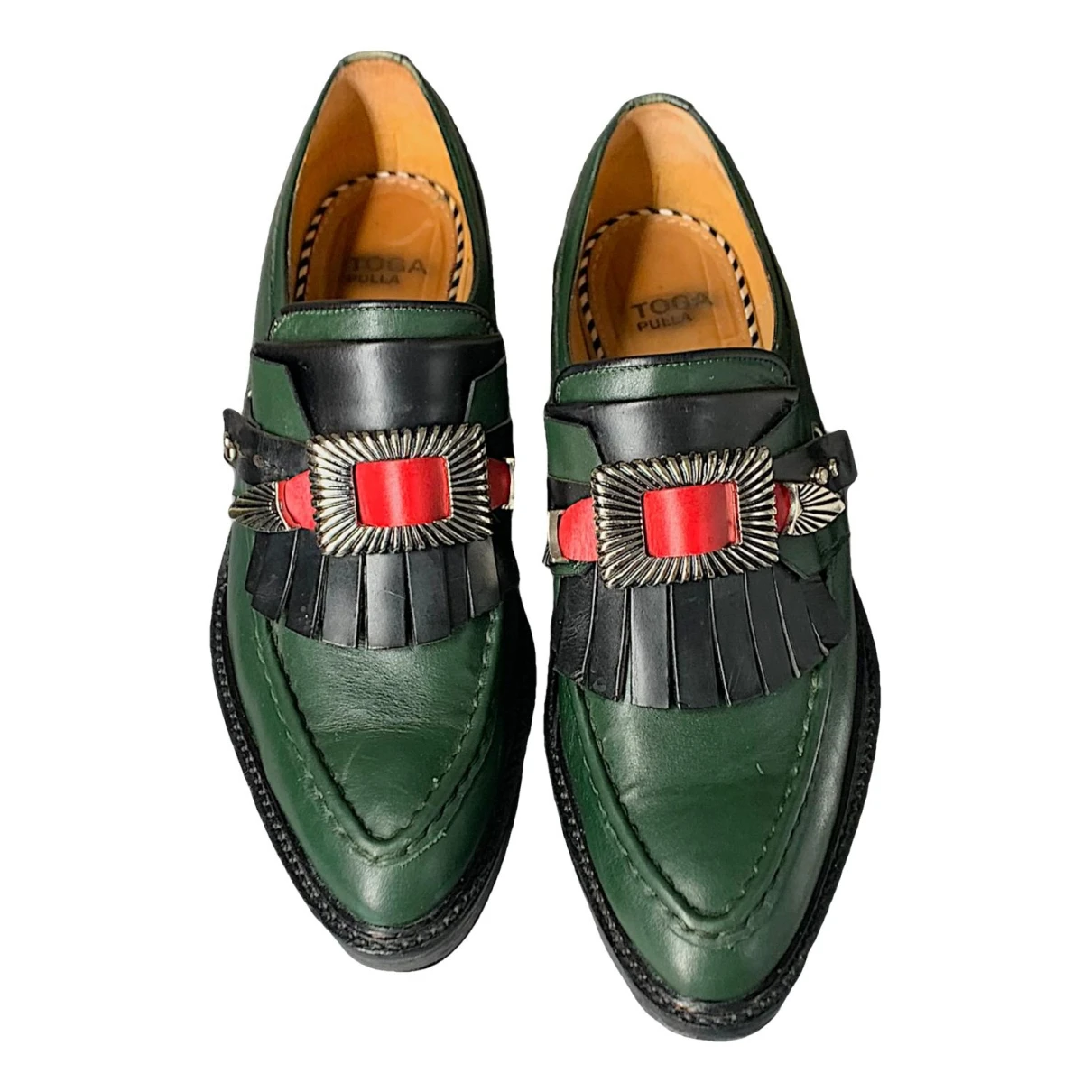 Pre-owned Toga Leather Mules & Clogs In Green