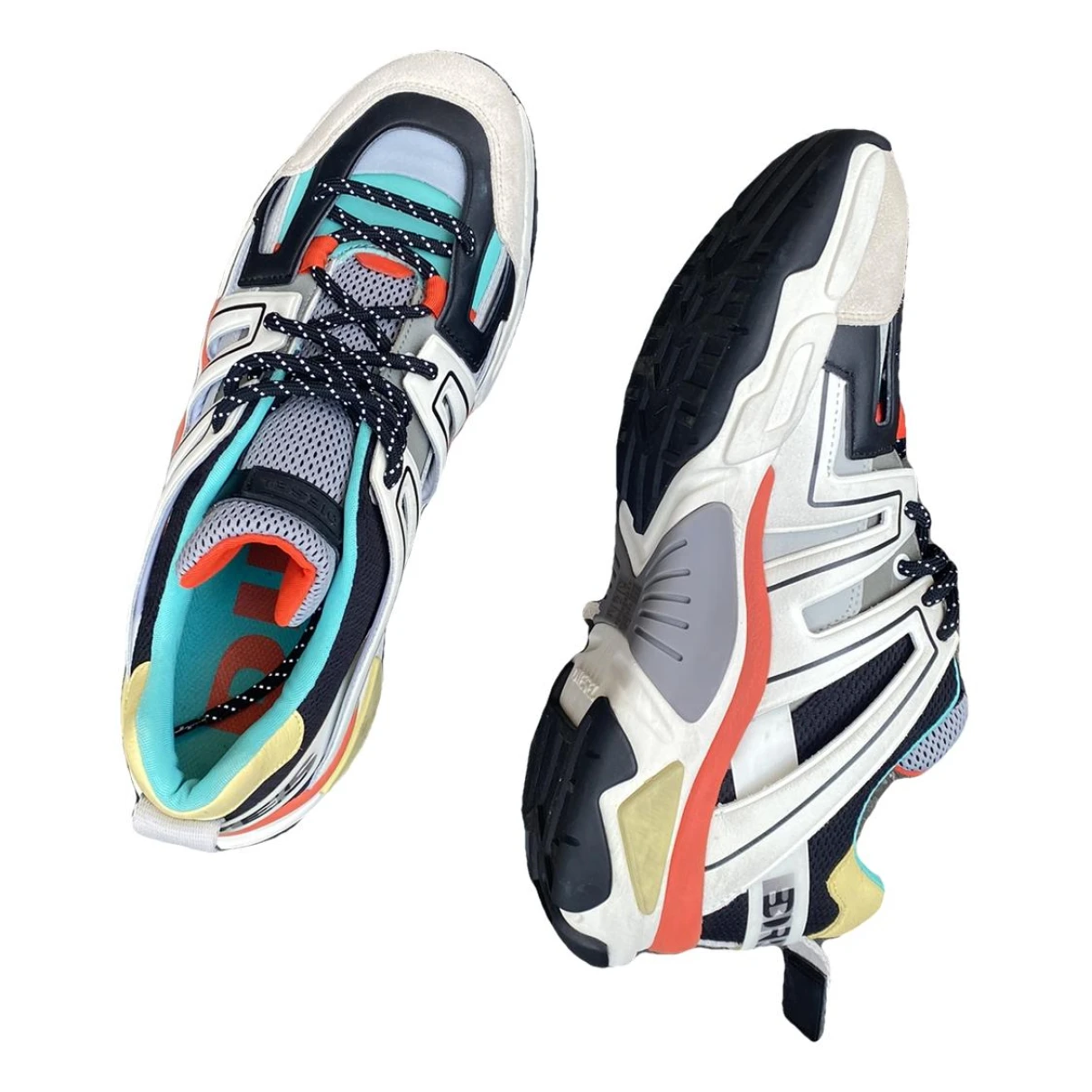 Pre-owned Diesel Leather Low Trainers In Multicolour
