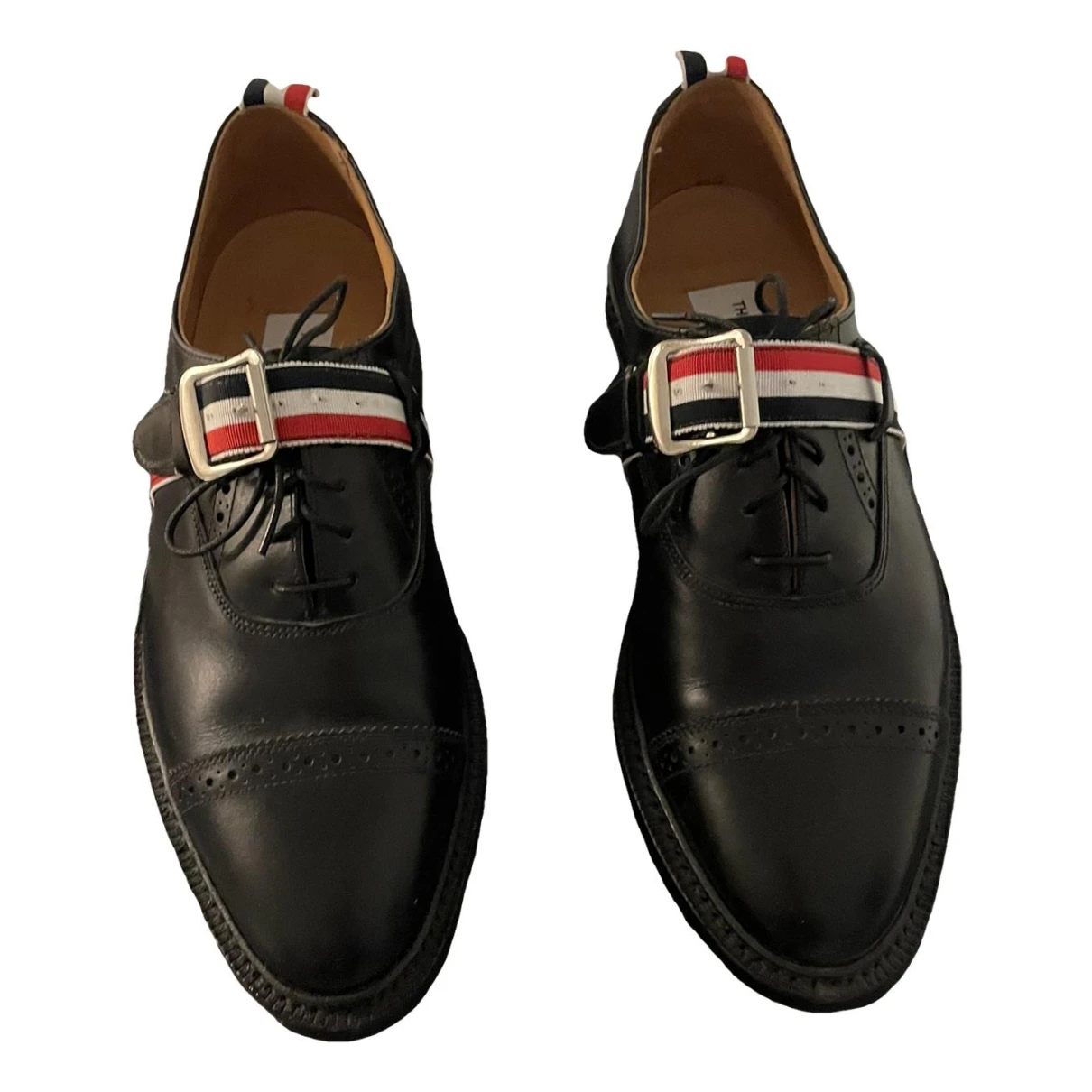 Pre-owned Thom Browne Leather Lace Ups In Black