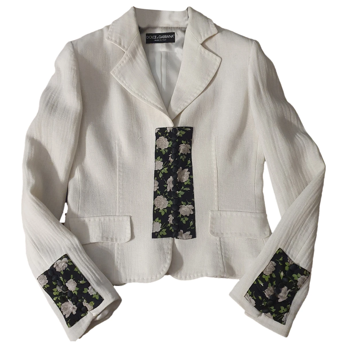 Pre-owned Dolce & Gabbana Linen Suit Jacket In White