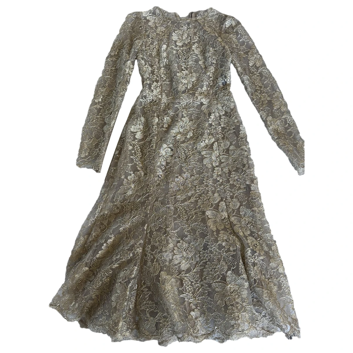Pre-owned Dolce & Gabbana Lace Mid-length Dress In Gold