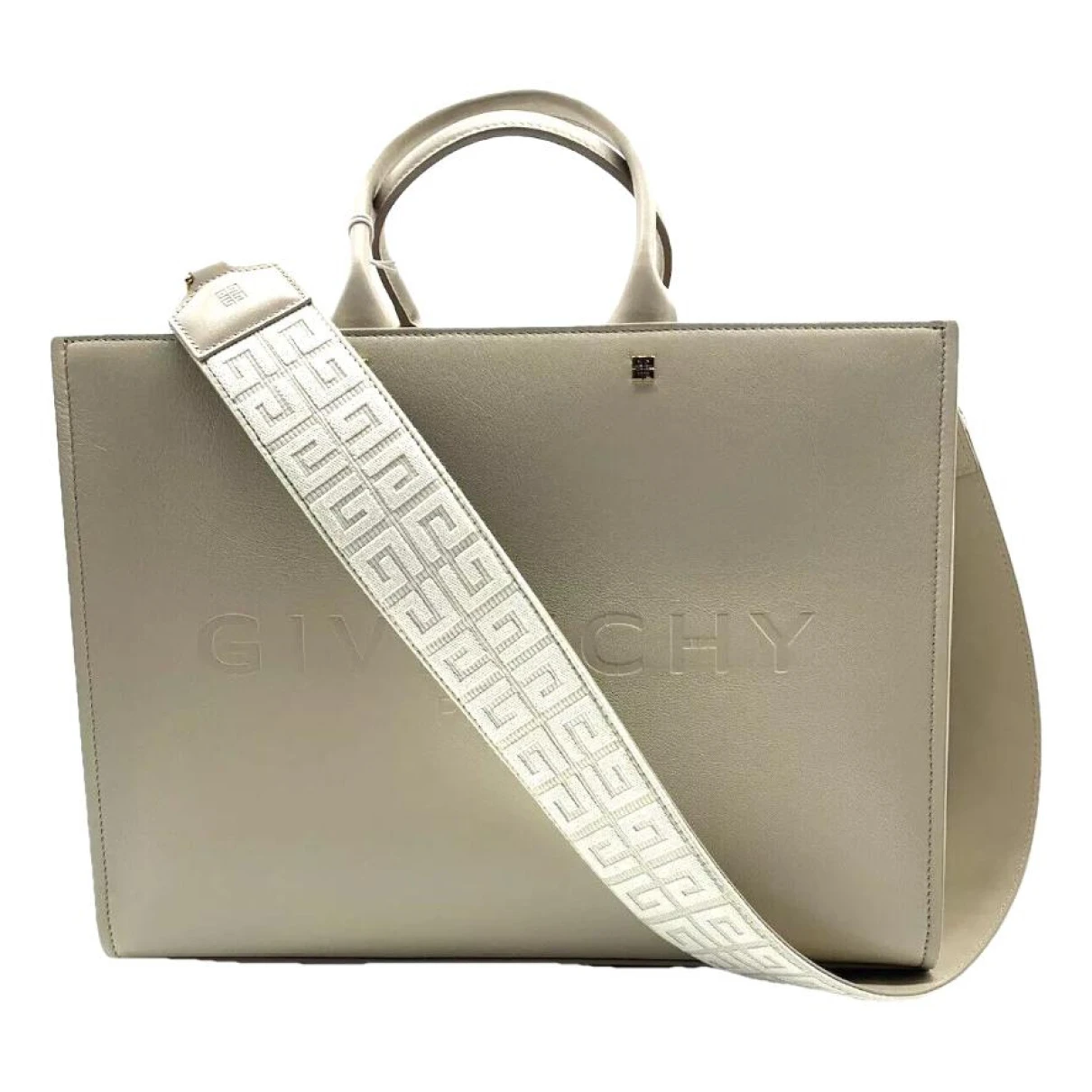 Pre-owned Givenchy G Tote Leather Tote In Beige