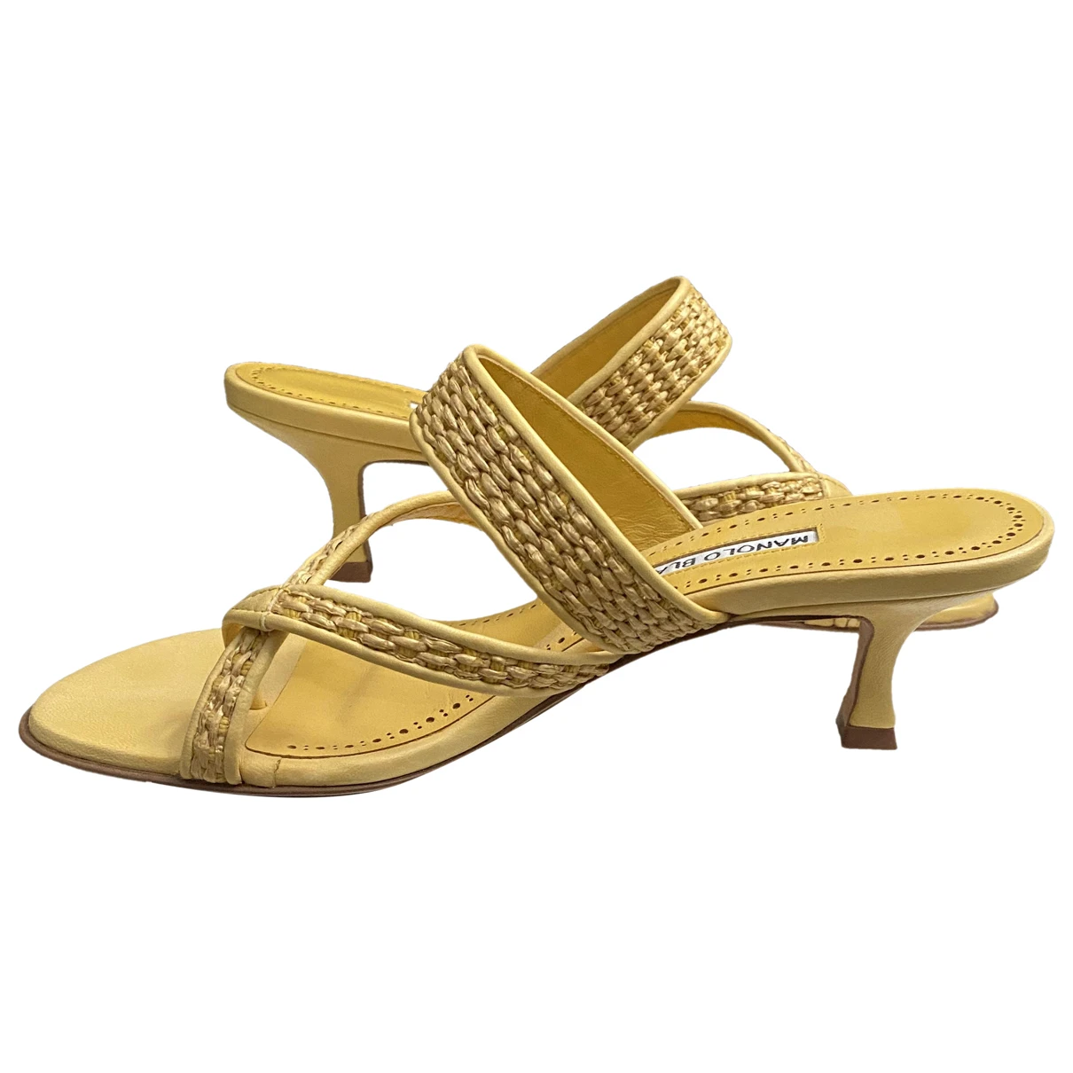 Pre-owned Manolo Blahnik Exotic Leathers Sandal In Yellow