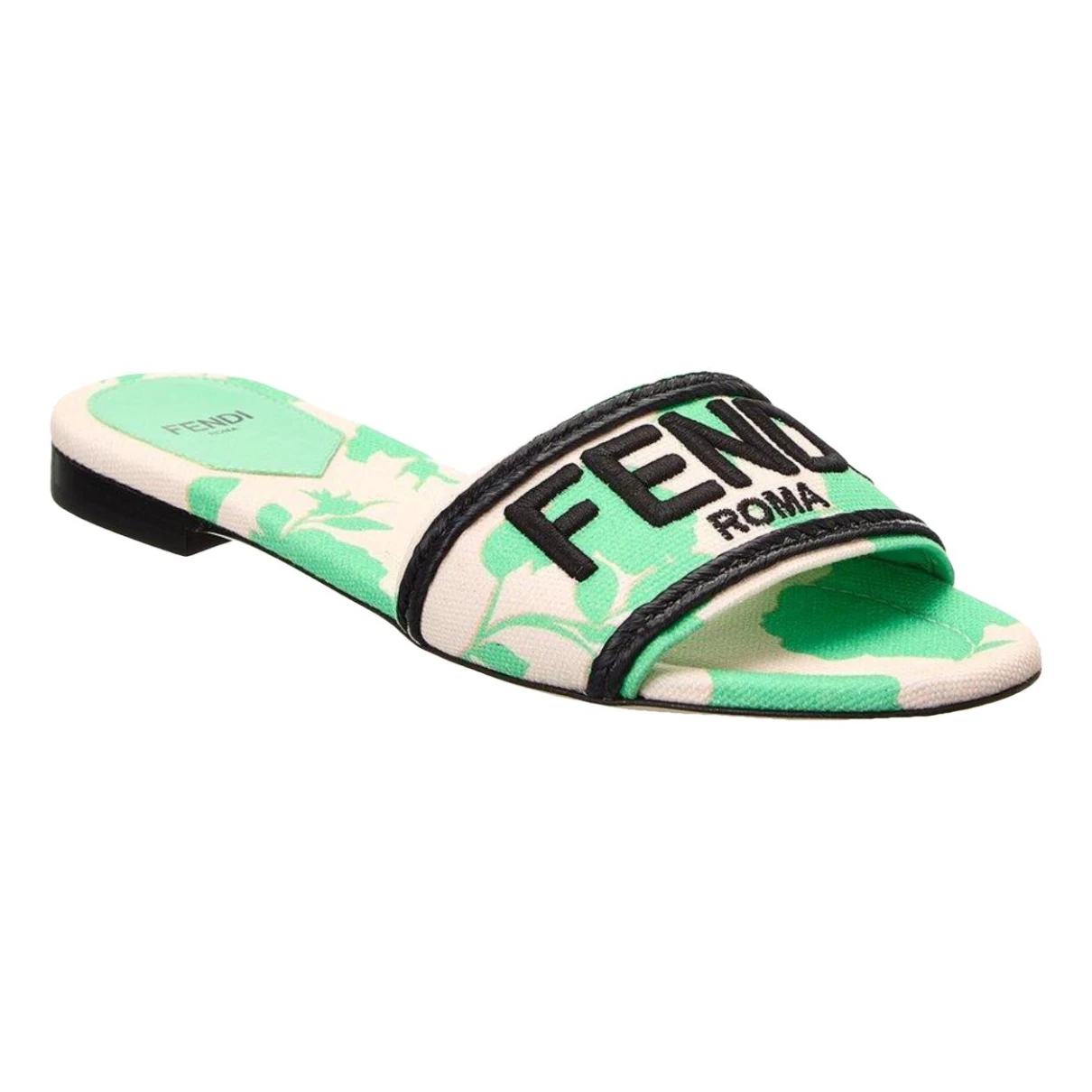 Pre-owned Fendi Cloth Sandal In Green