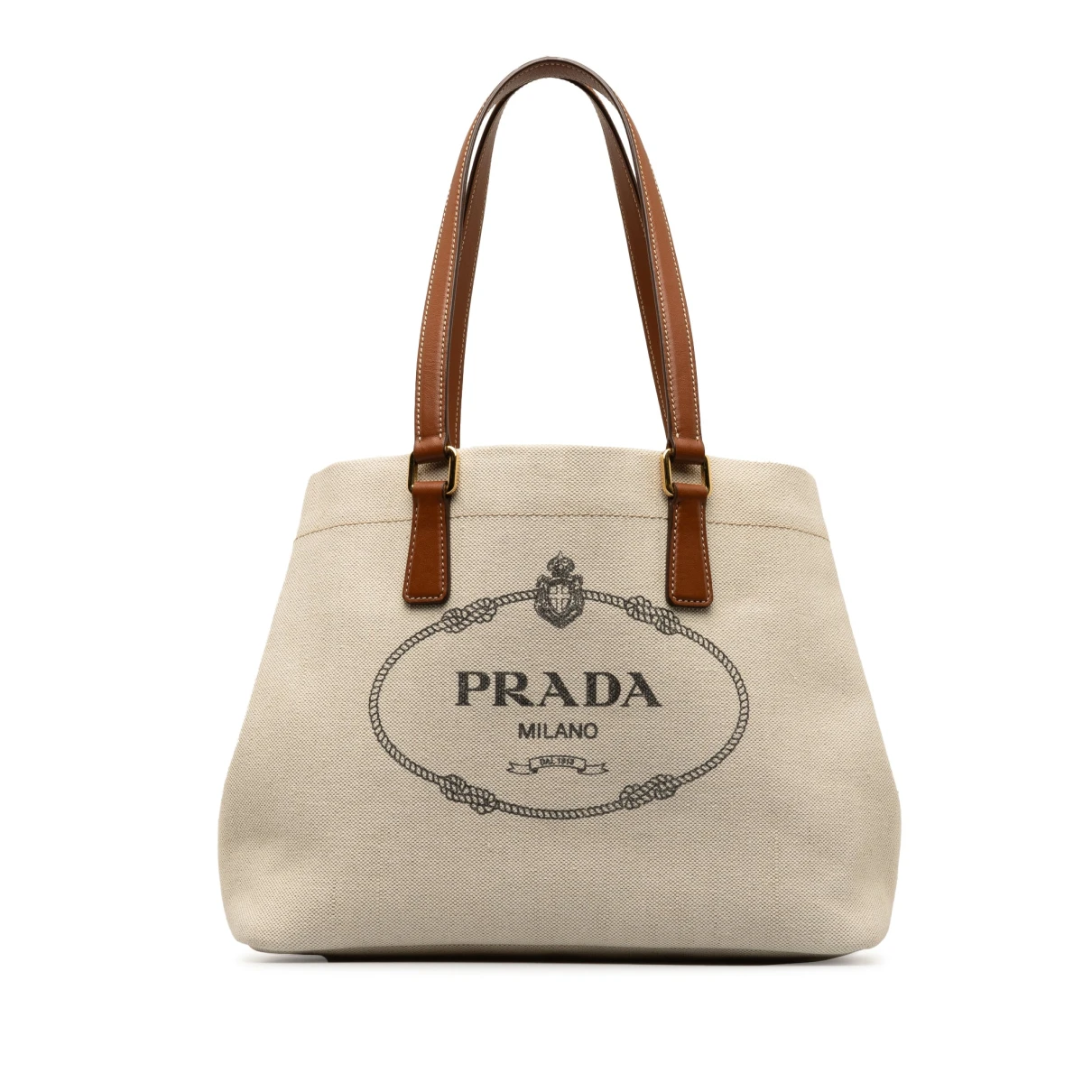 Pre-owned Prada Leather Tote In Beige
