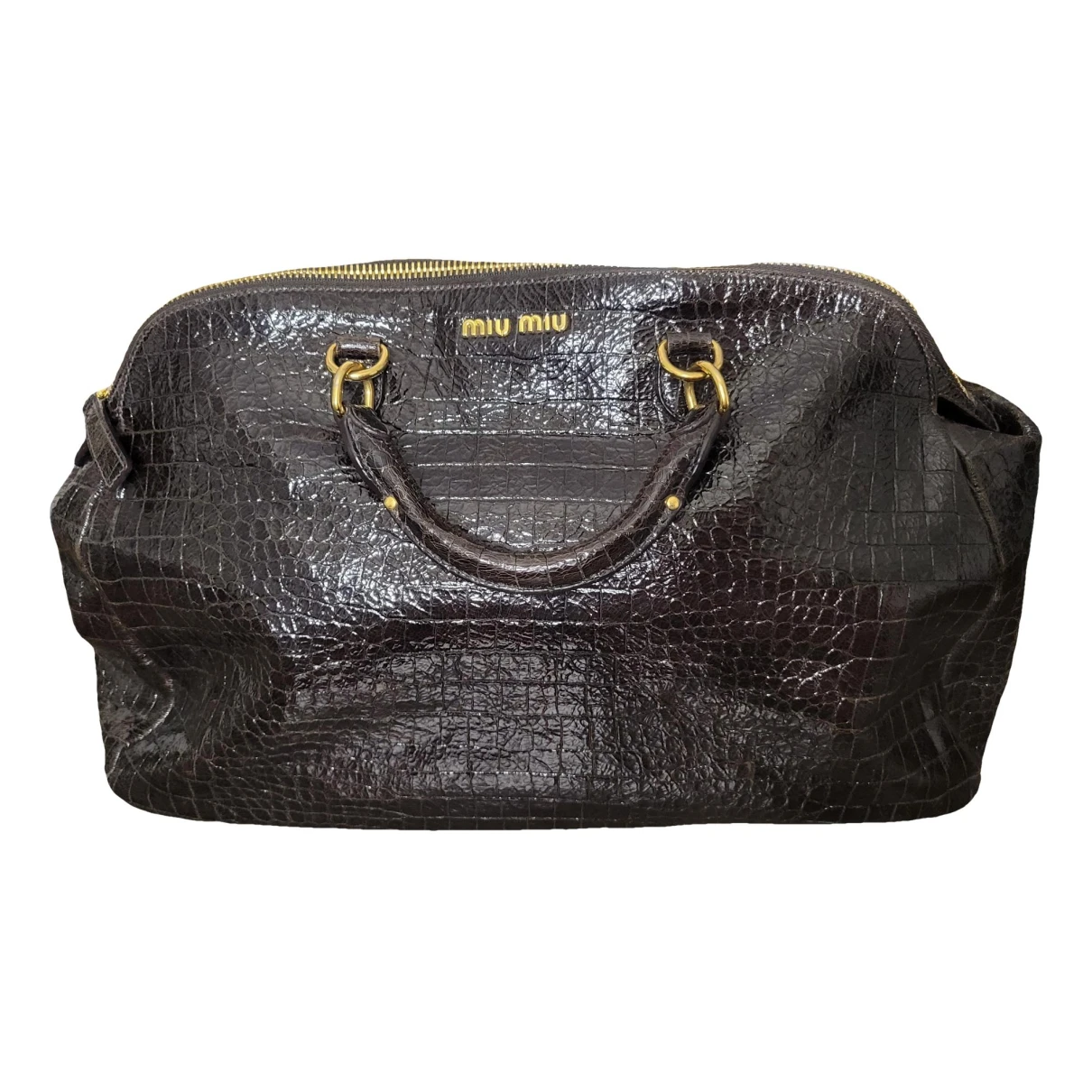 Pre-owned Miu Miu Leather Travel Bag In Burgundy