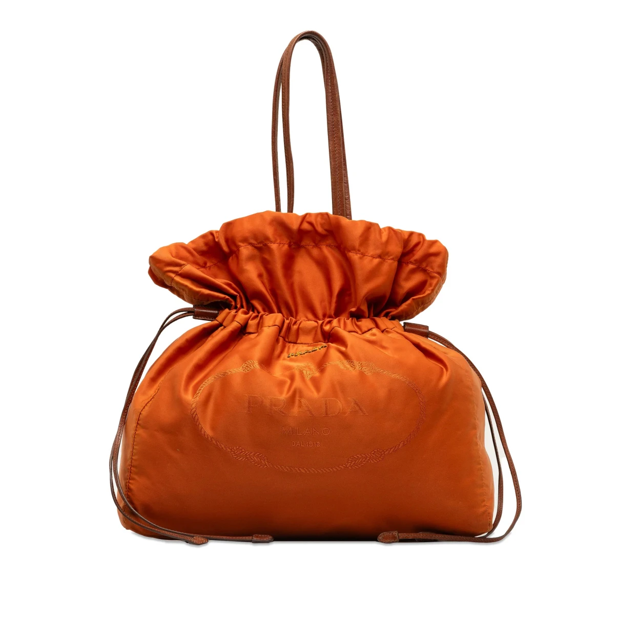 Pre-owned Prada Leather Tote In Orange
