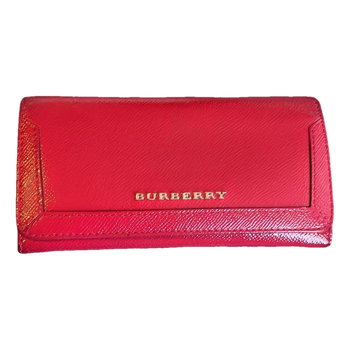 Pre-owned Burberry Patent Leather Wallet In Red