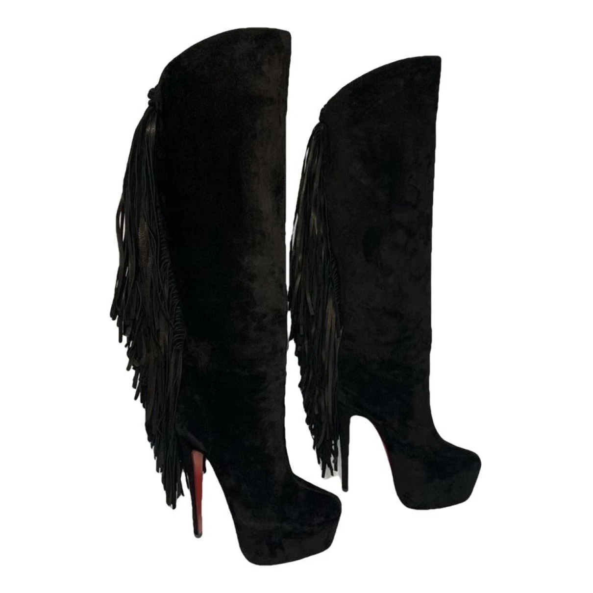 Pre-owned Christian Louboutin Western Boots In Black