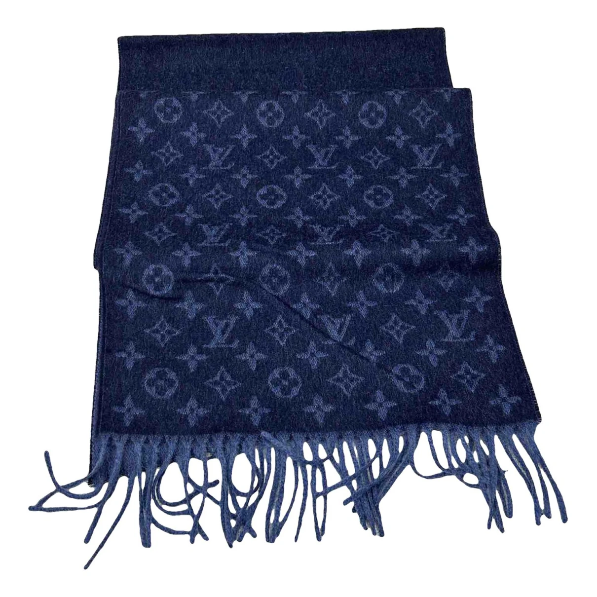Pre-owned Louis Vuitton Logomania Cashmere Scarf In Blue