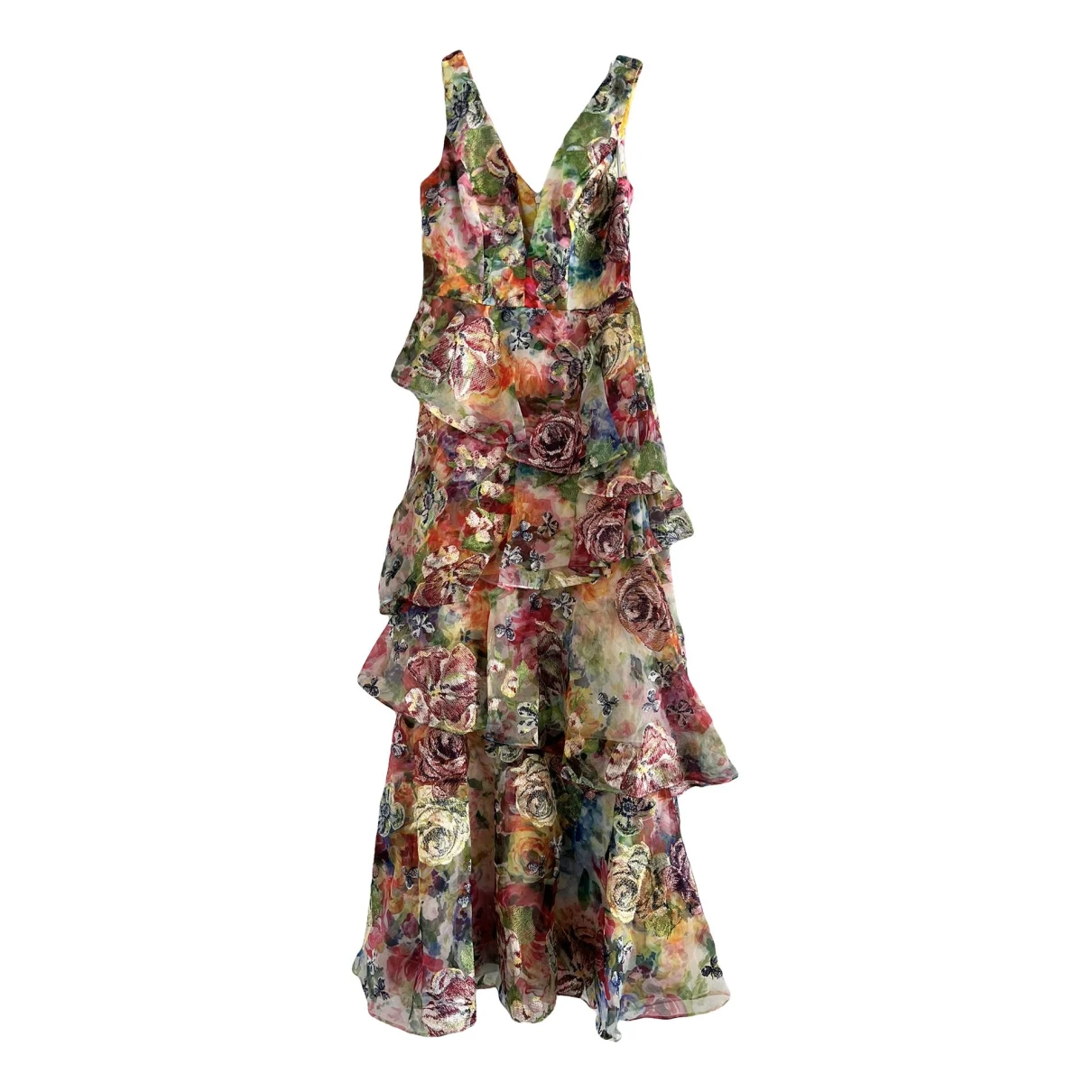 Pre-owned Marchesa Notte Maxi Dress In Multicolour