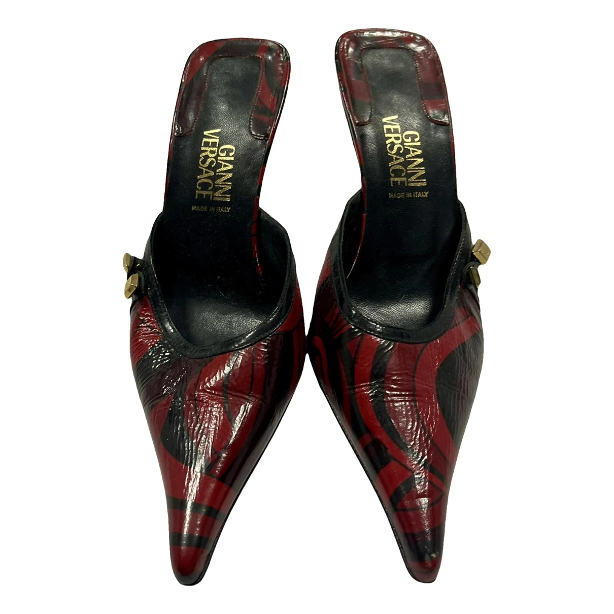 Pre-owned Versace Patent Leather Mules & Clogs In Red