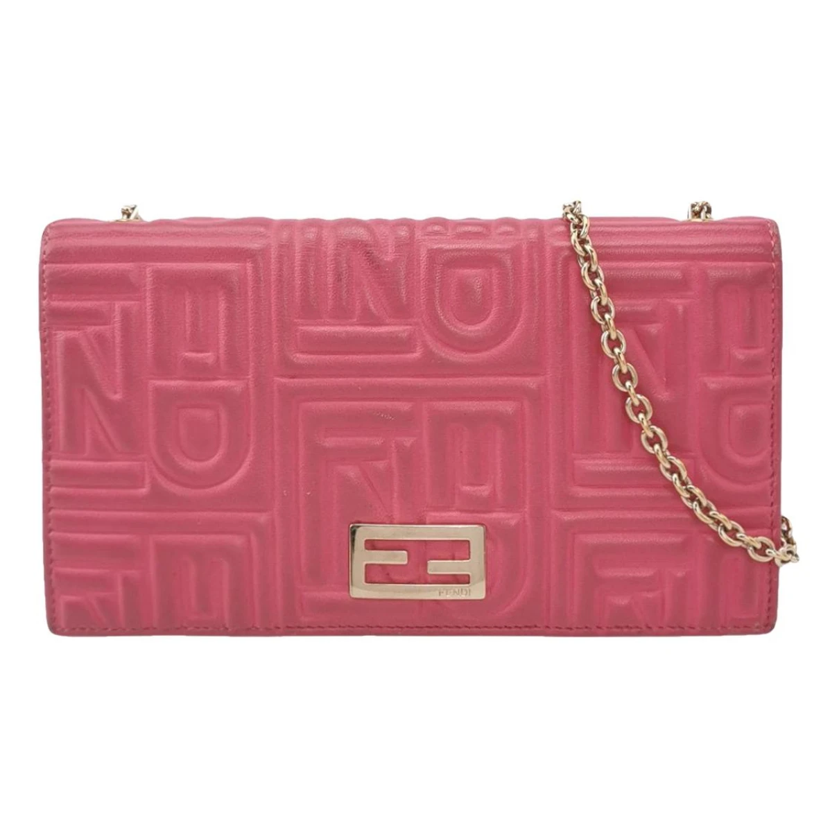 Pre-owned Fendi Wallet On Chain Leather Handbag In Pink