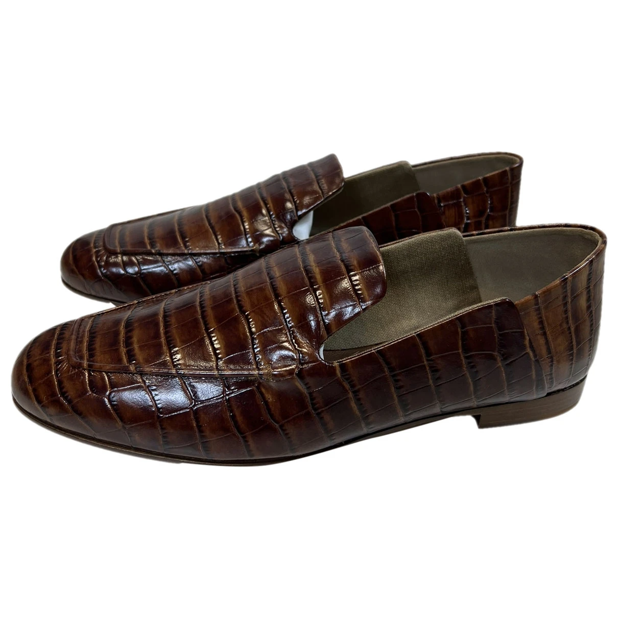 Pre-owned Max Mara Leather Flats In Brown