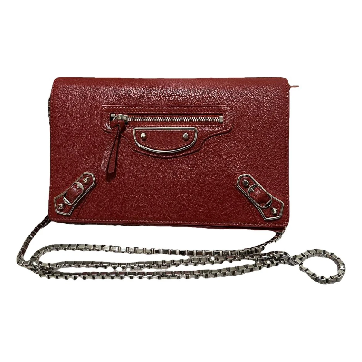 Pre-owned Balenciaga Classic Metalic Leather Crossbody Bag In Red