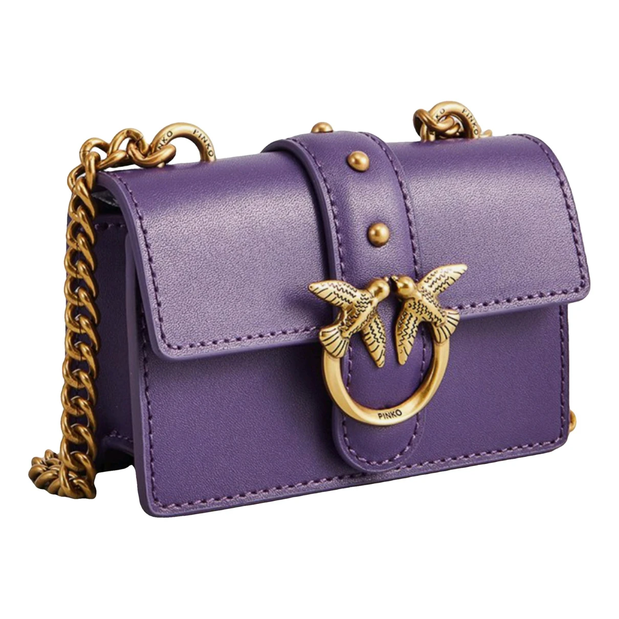 Pre-owned Pinko Love Bag Leather Handbag In Purple