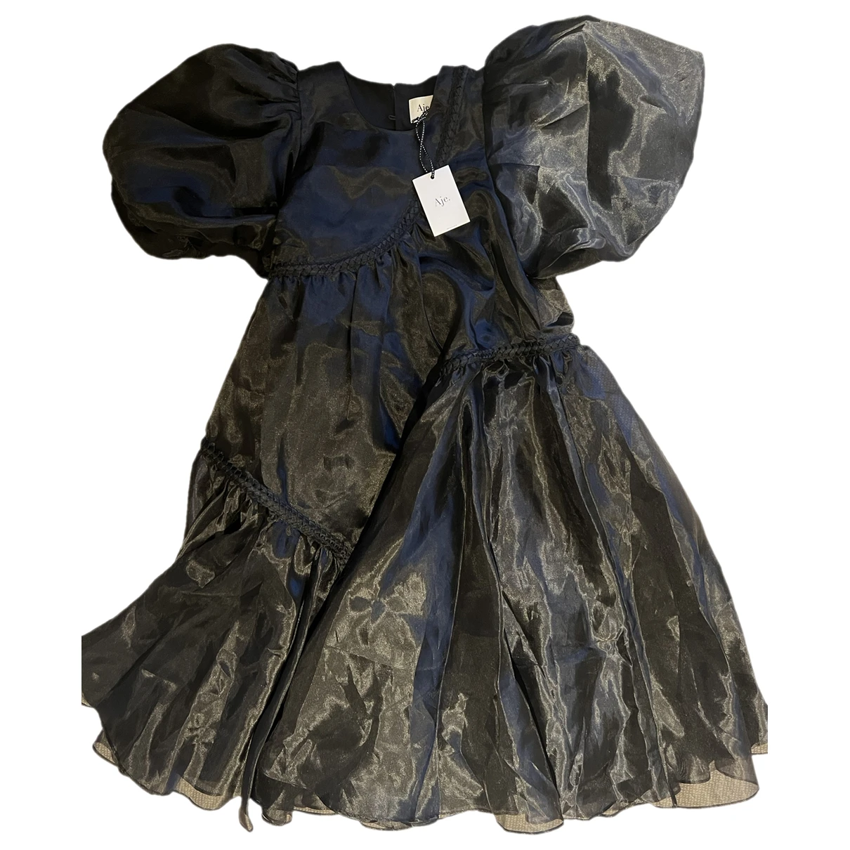 Pre-owned Aje Silk Mid-length Dress In Black