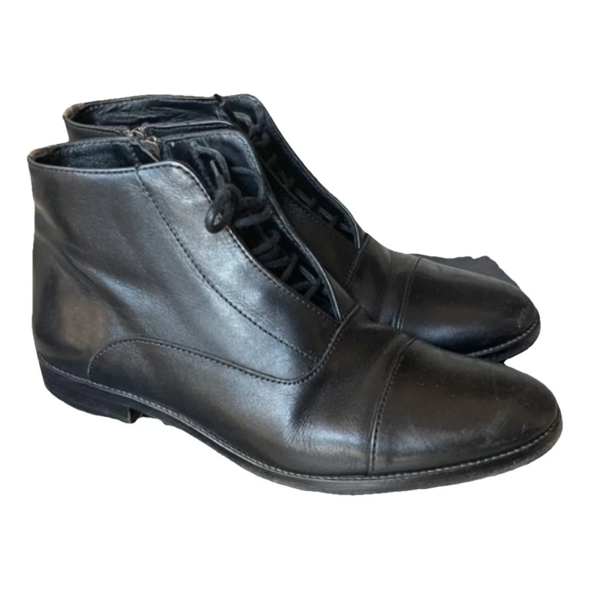 Pre-owned Fred Leather Boots In Black