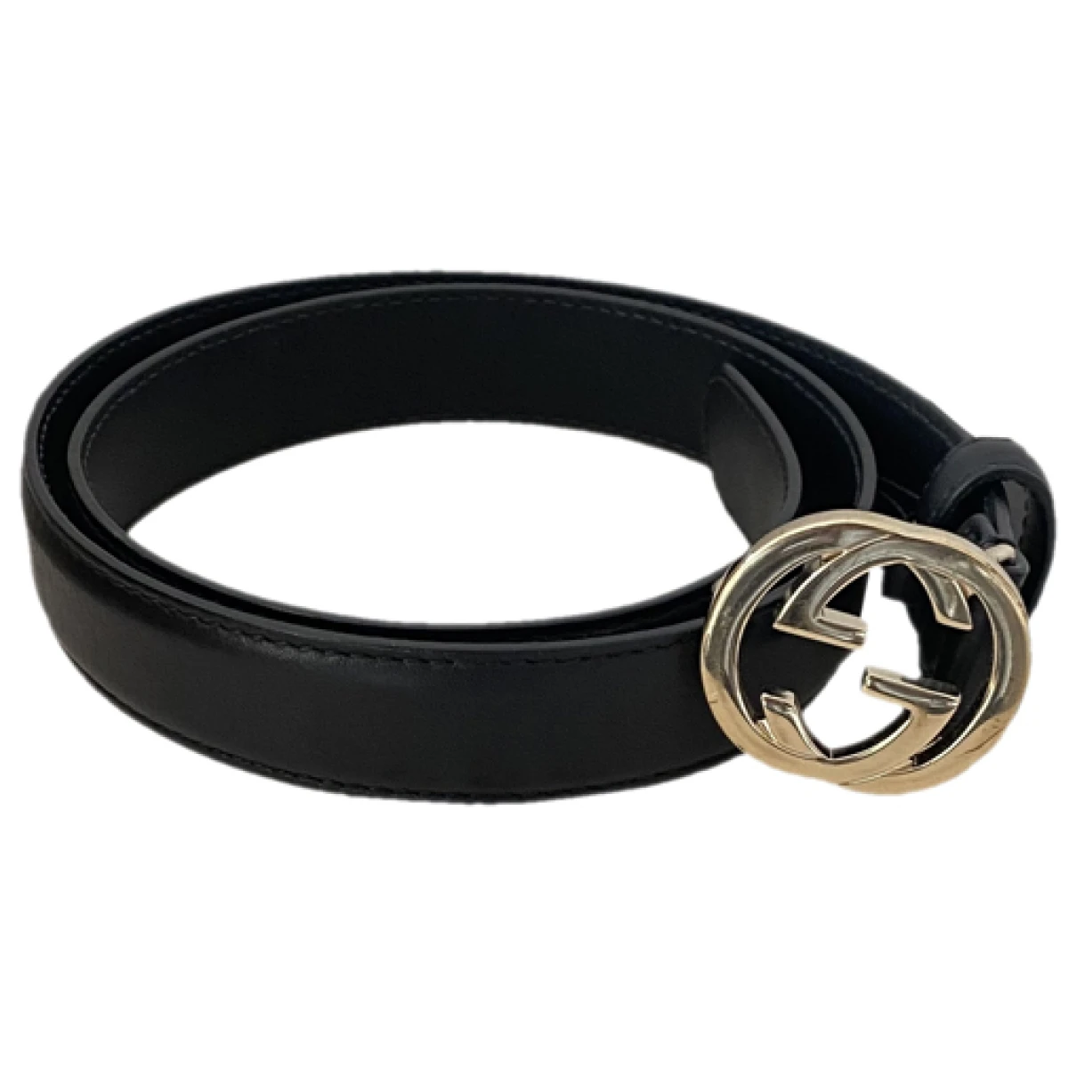 Pre-owned Gucci Blondie Leather Belt In Black