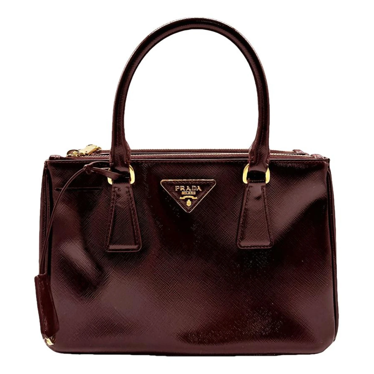 Pre-owned Prada Patent Leather Handbag In Burgundy