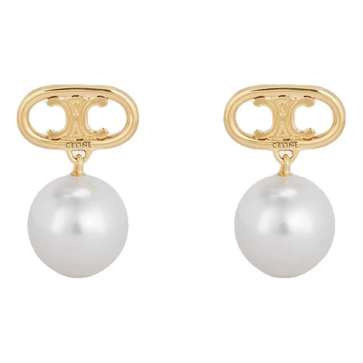 Pre-owned Celine Maillon Triomphe Earrings In Gold