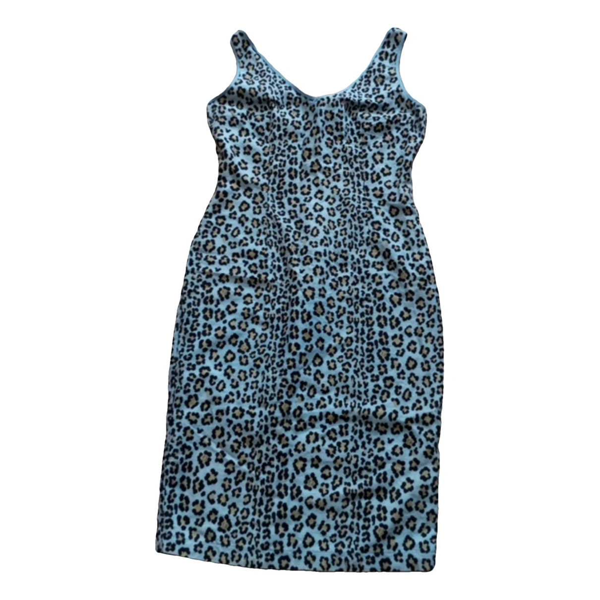 Pre-owned Fendi Linen Dress In Turquoise