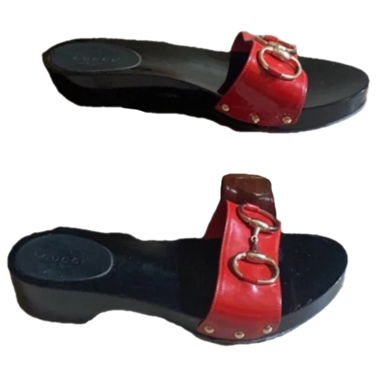Pre-owned Gucci Patent Leather Mules & Clogs In Orange