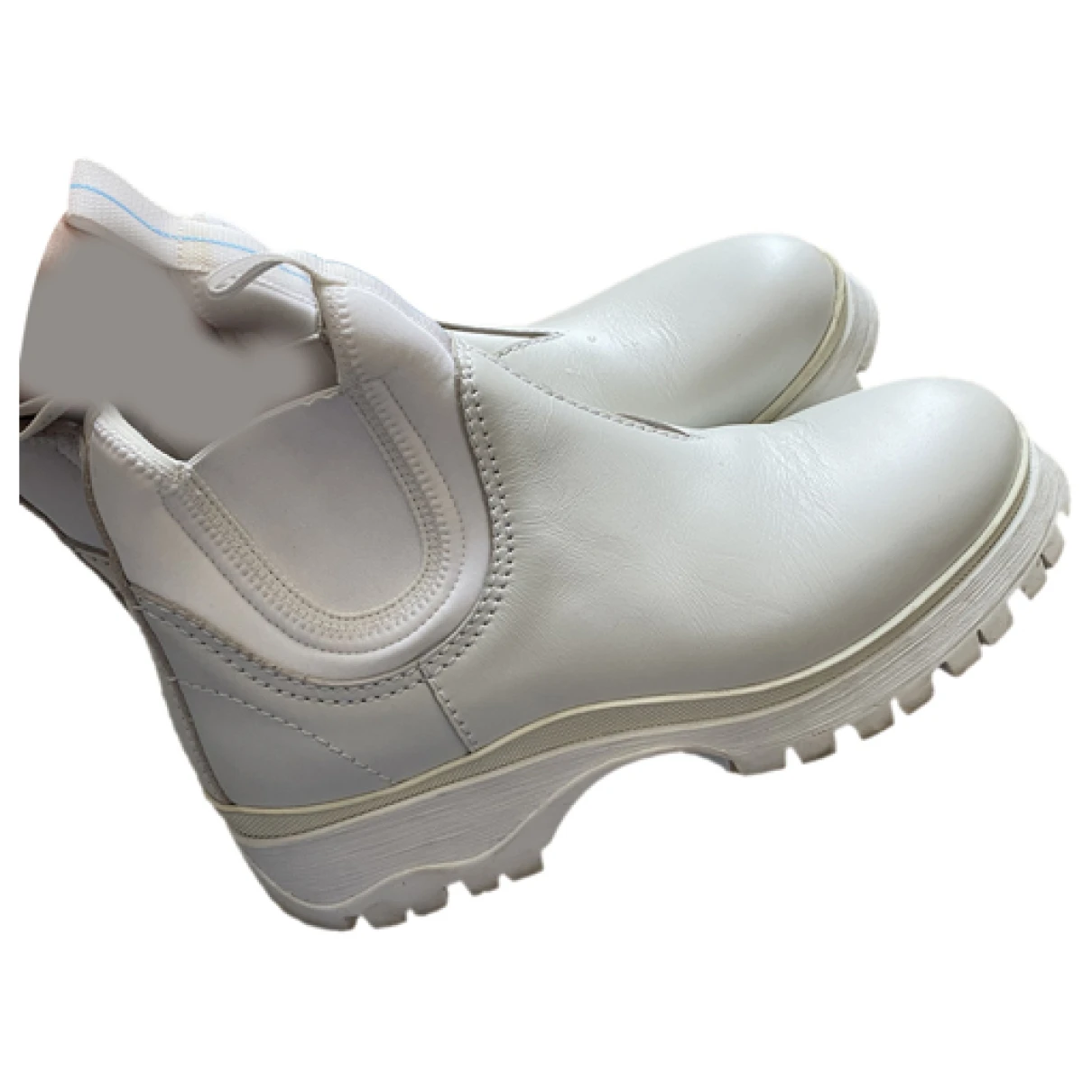 Pre-owned Prada Leather Boots In White