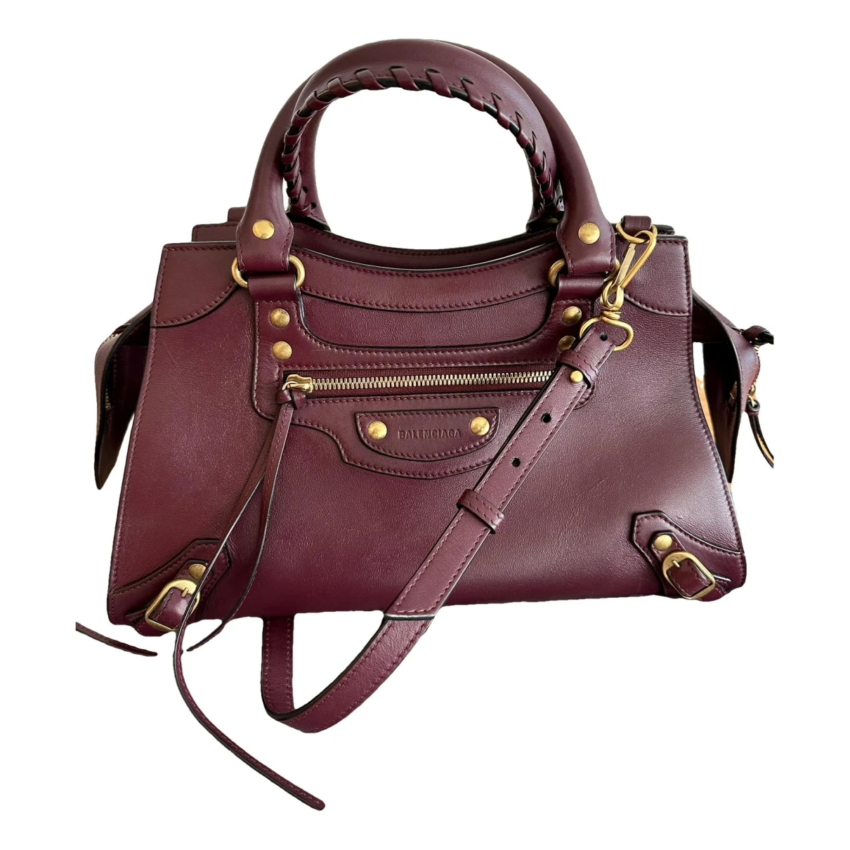 Pre-owned Balenciaga Neo Classic Leather Handbag In Burgundy