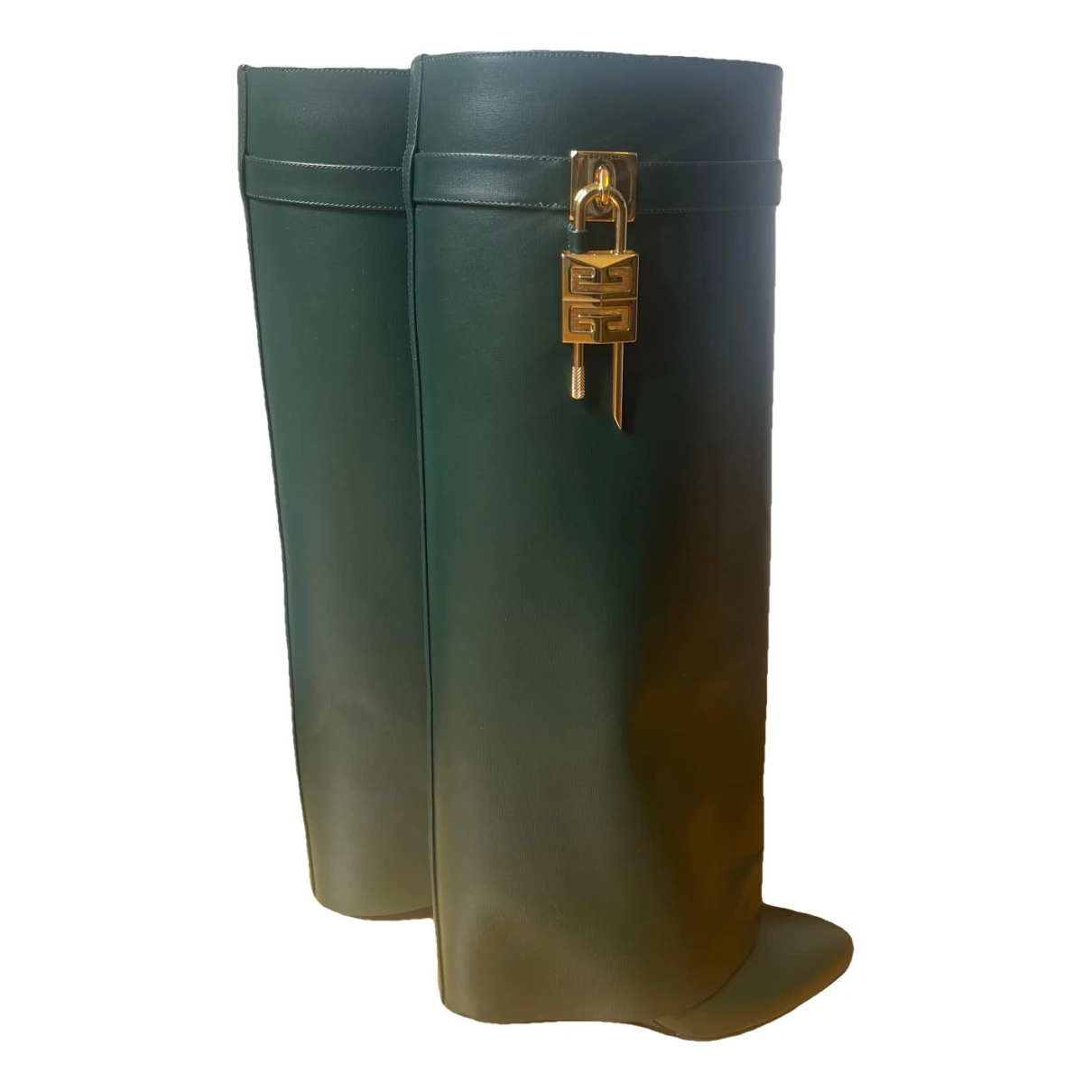 Pre-owned Givenchy Shark Leather Riding Boots In Green