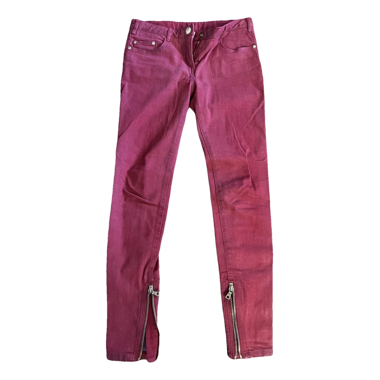 Pre-owned Balmain Slim Jeans In Red