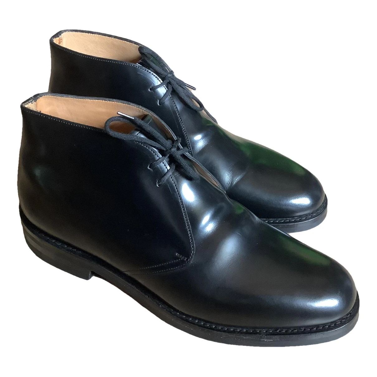 Pre-owned Church's Patent Leather Boots In Black