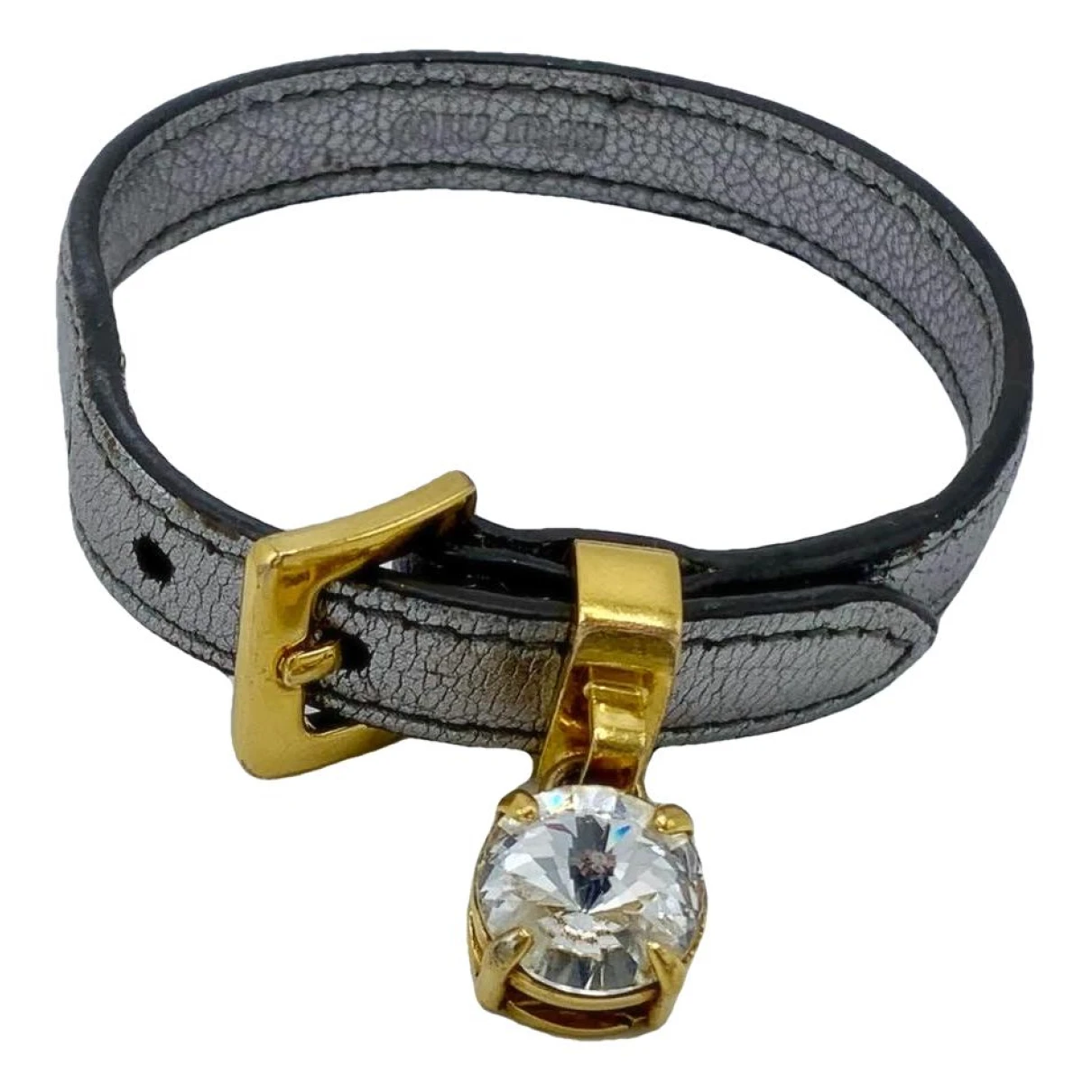Pre-owned Miu Miu Leather Bracelet In Silver