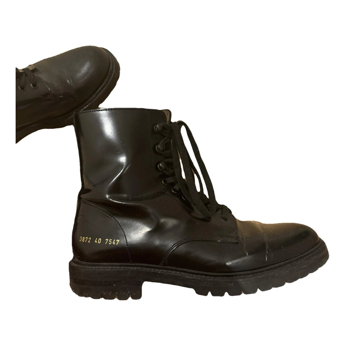 Pre-owned Common Projects Leather Biker Boots In Black