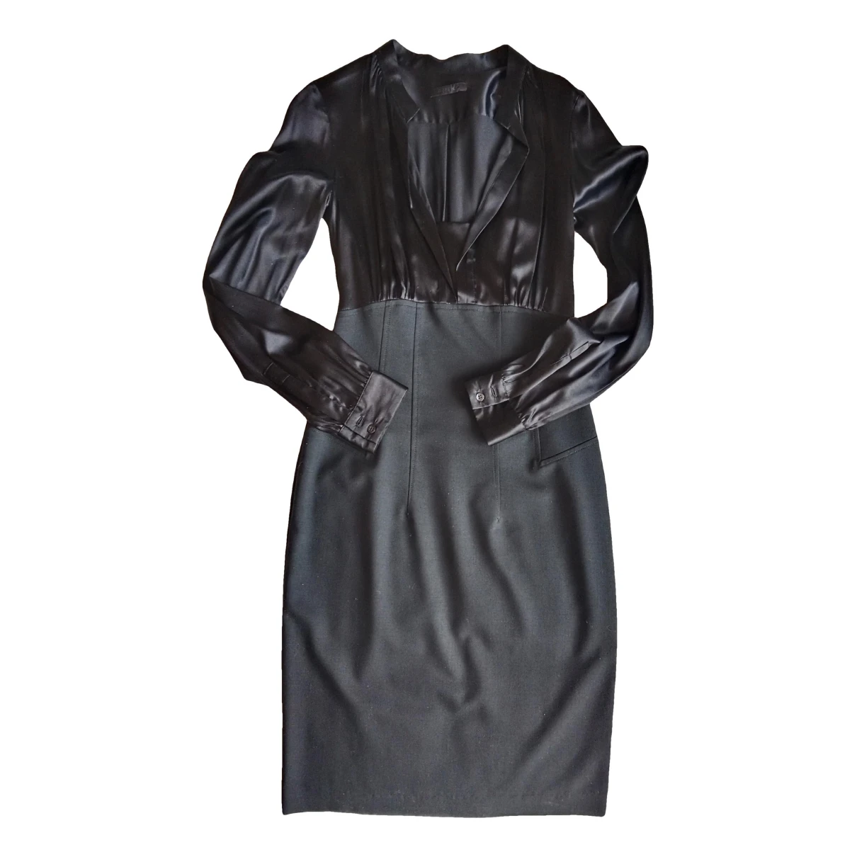 Pre-owned Pinko Silk Mid-length Dress In Black