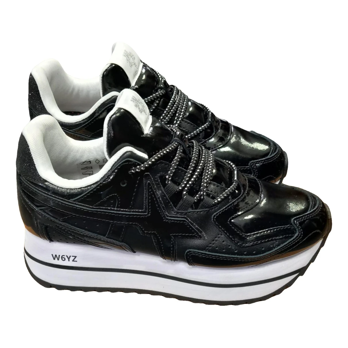 Pre-owned W6yz Leather Trainers In Black