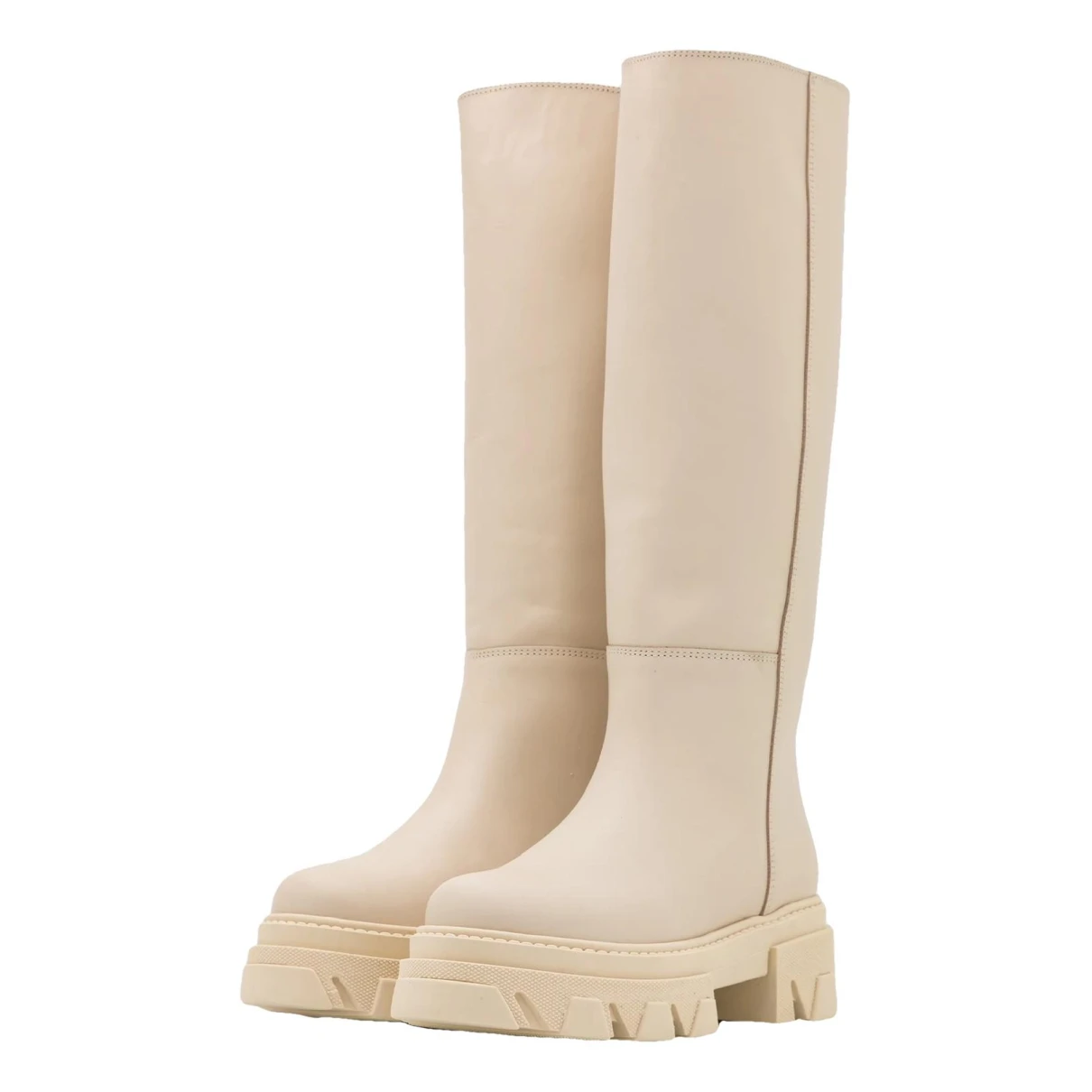 Pre-owned Alohas Leather Biker Boots In White