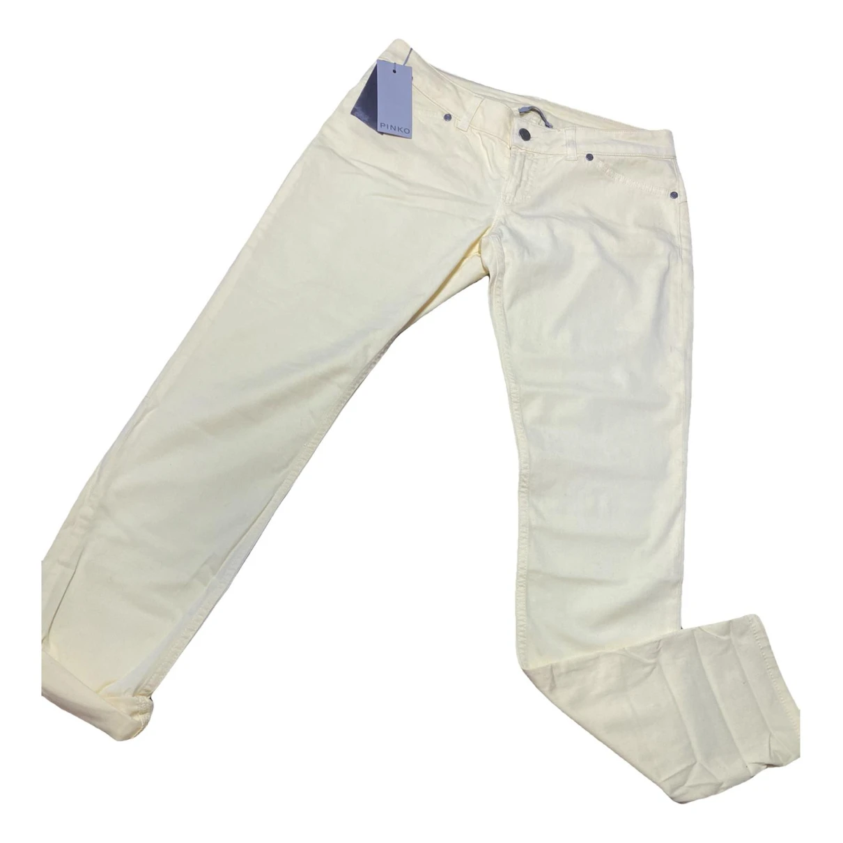 Pre-owned Pinko Straight Pants In Yellow