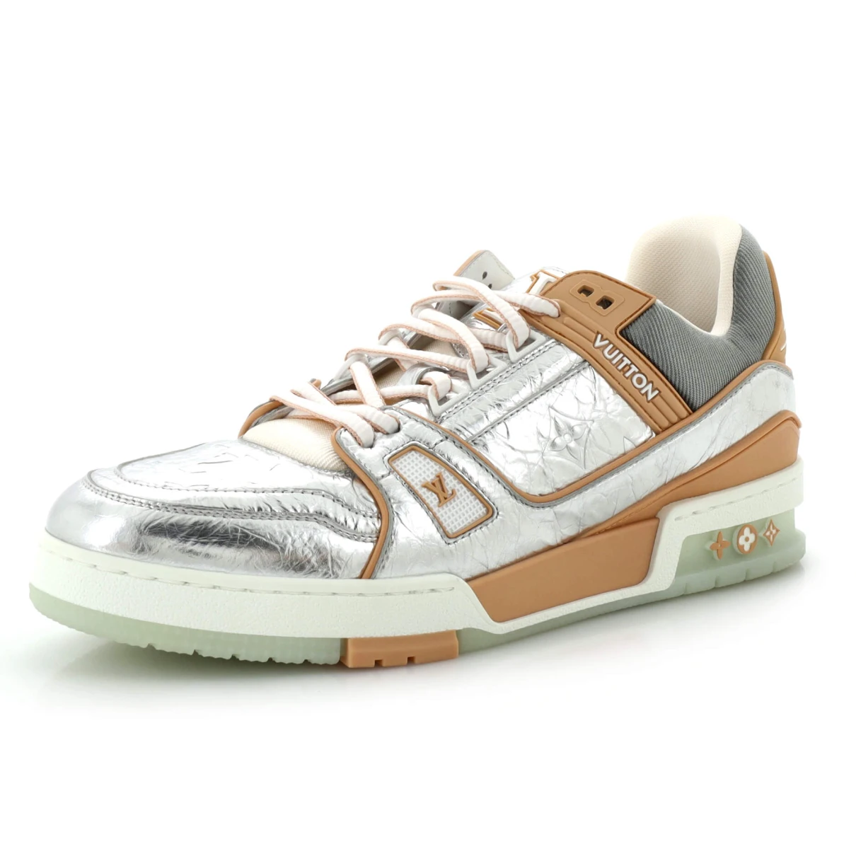 Pre-owned Louis Vuitton Leather Trainers In Silver
