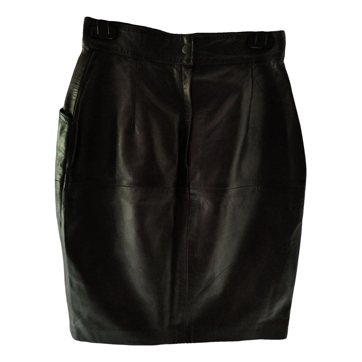 Pre-owned Jean Paul Gaultier Leather Mid-length Skirt In Black
