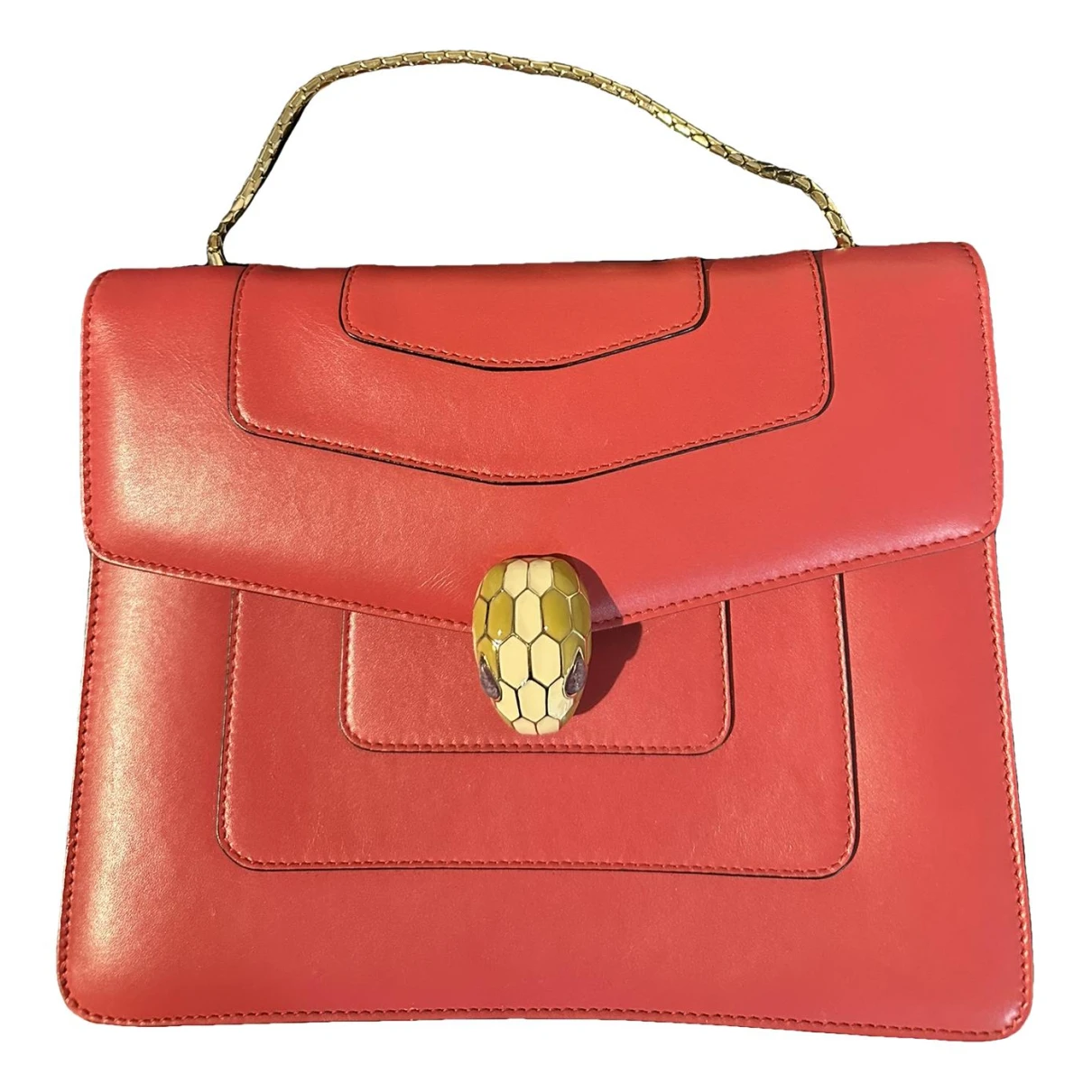 Pre-owned Bvlgari Serpenti Leather Handbag In Red