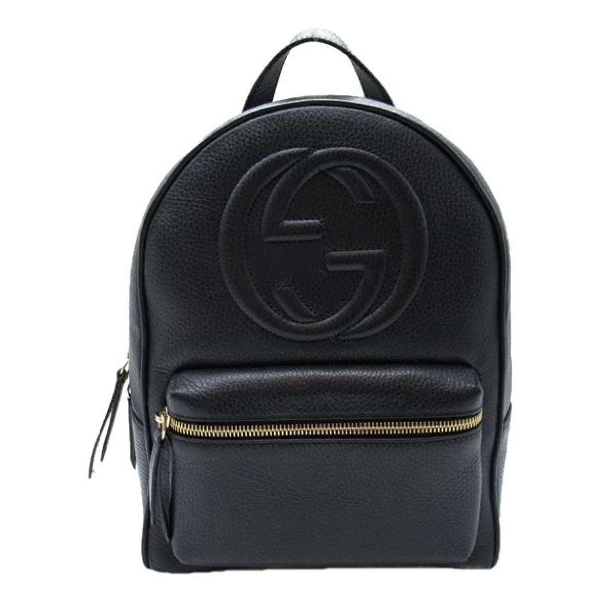 Pre-owned Gucci Interlocking Leather Backpack In Black