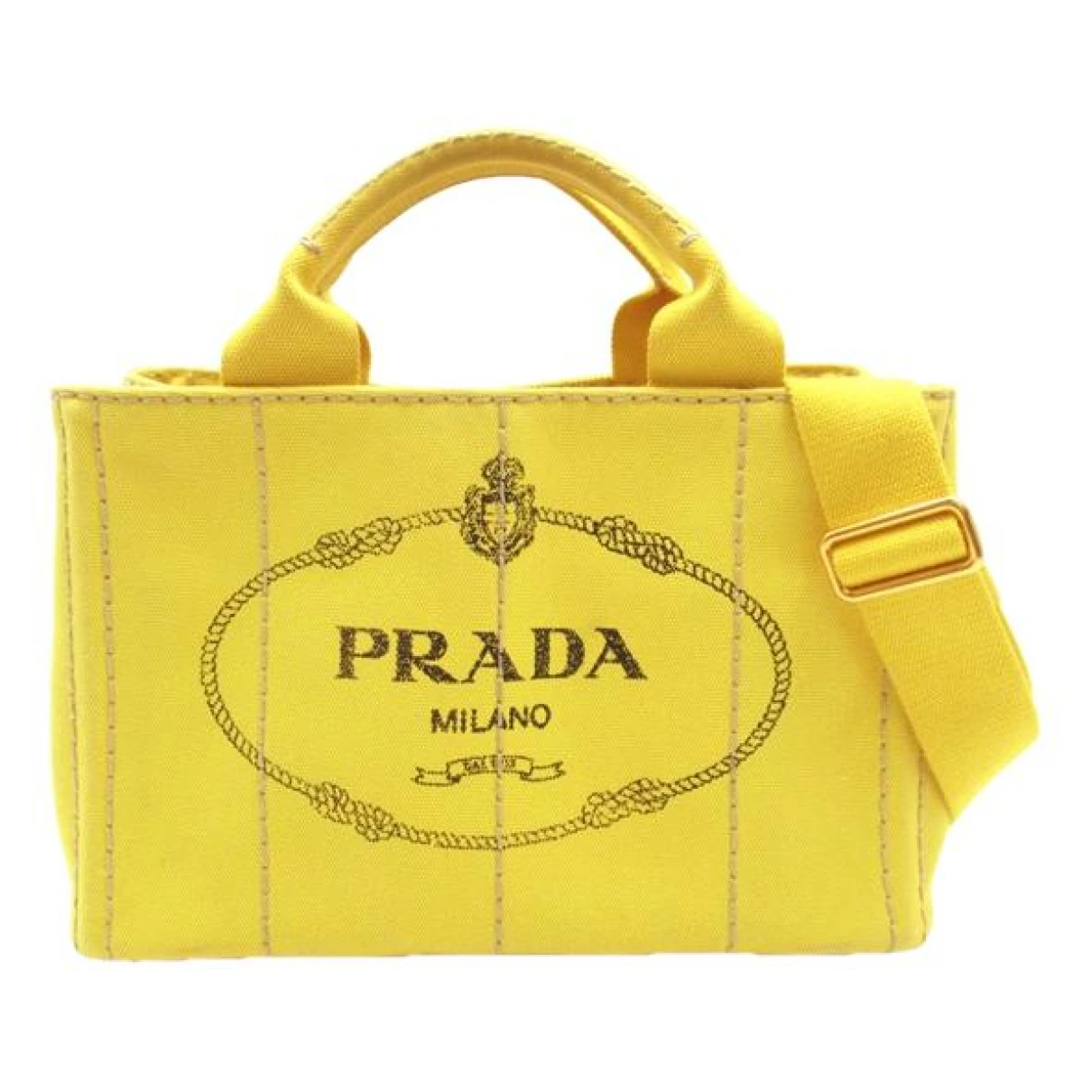 Pre-owned Prada Cloth Tote In Yellow