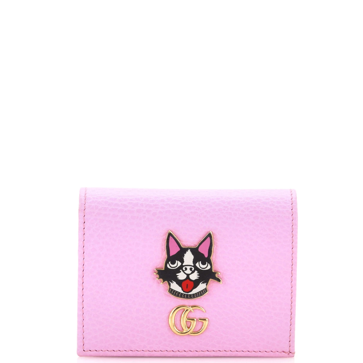Pre-owned Gucci Leather Card Wallet In Pink